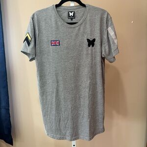 Butterfly Patch Gray T-Shirt SIZE L